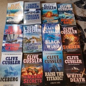 12 Clive Cussler novels, all in good condition